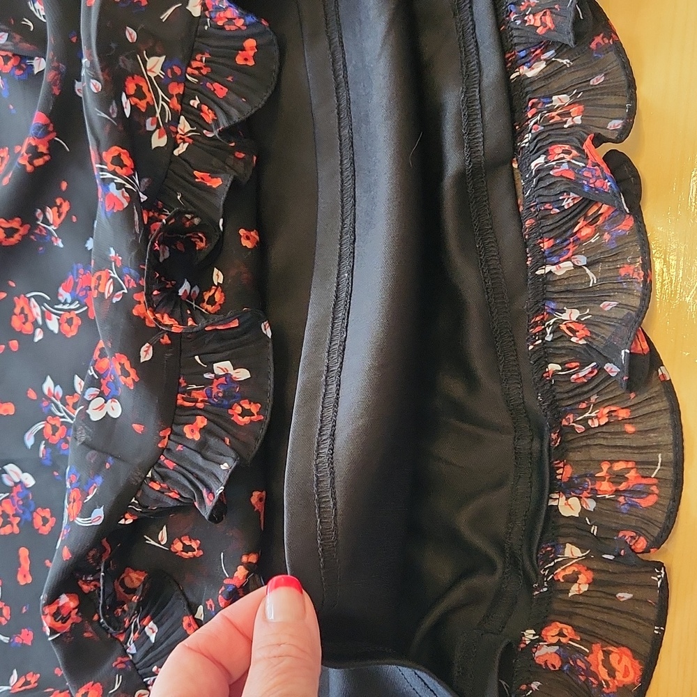Lulus Floral to See Dress Black Floral Sheer Long Sleeve Ruffles Mini Sz M - Picture 12 of 16
